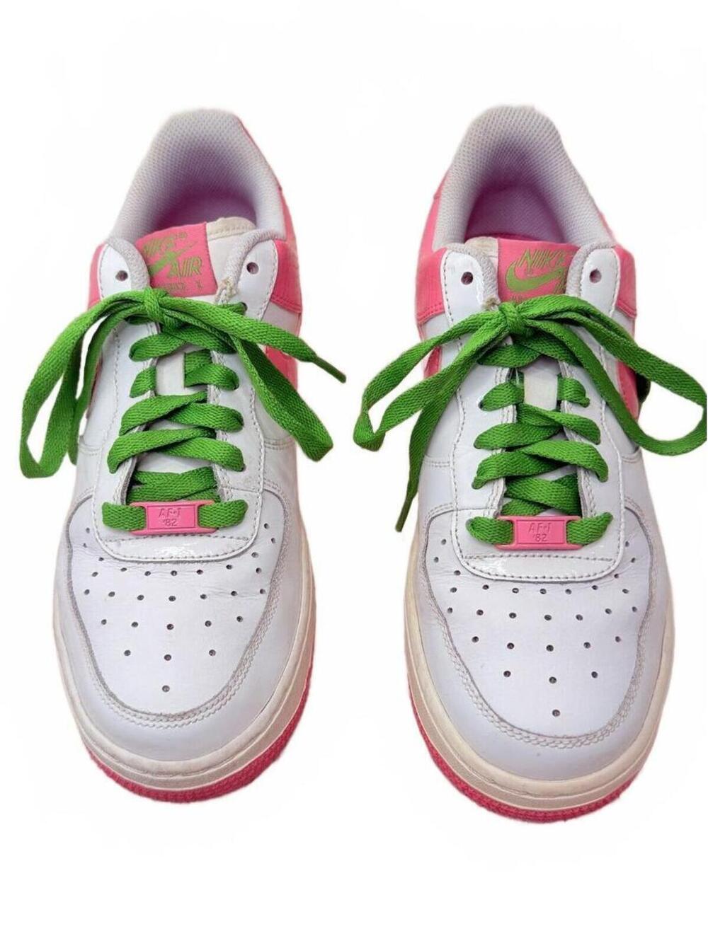 Nike Air Force 1 GS White Gym Pink Green Apple AKA Low Girls 6Y